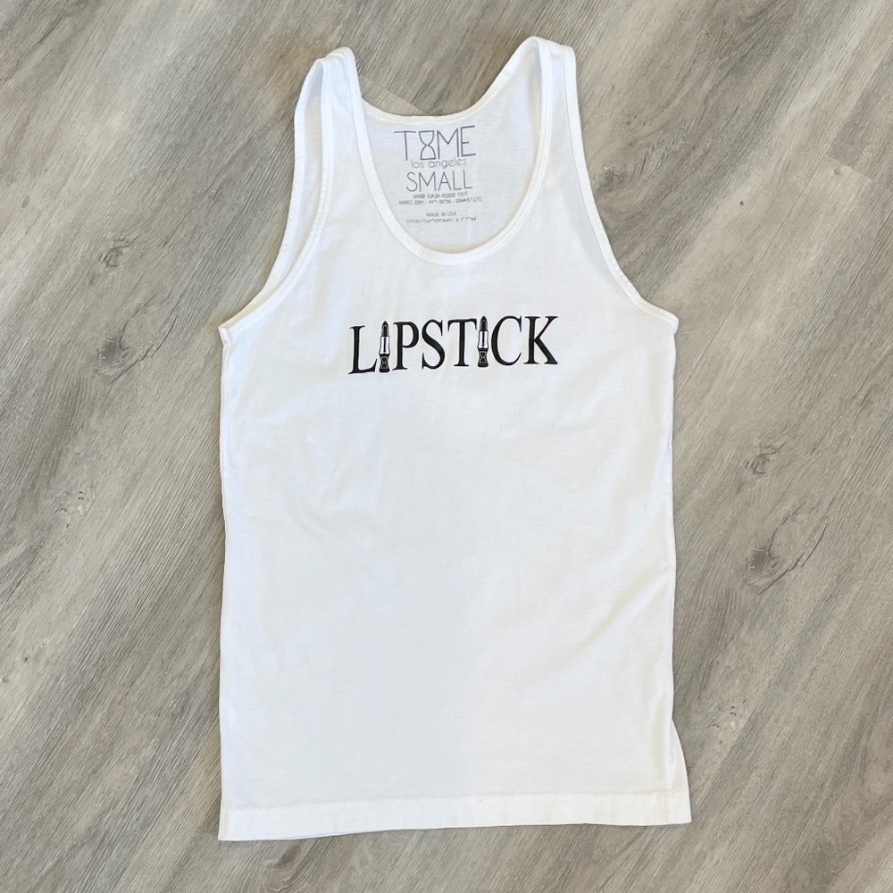 Times Los Angeles 'Lipstick' White Tank Top